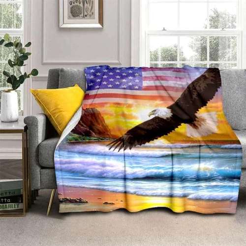 American Eagle Flag Print Blanket