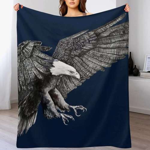 Navy Eagle Throw Blanket