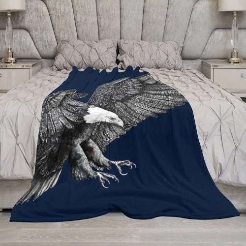 Navy Eagle Throw Blanket