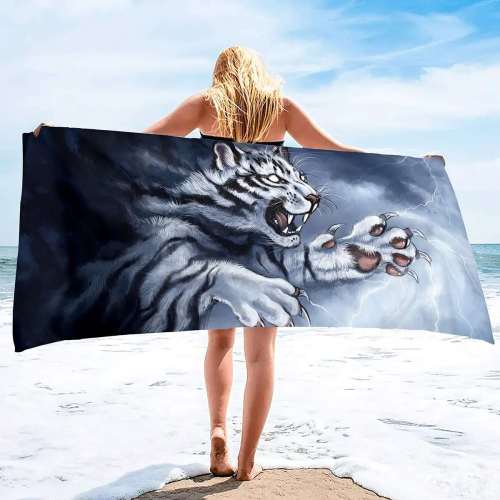 Cartoon Tiger Beach Towel