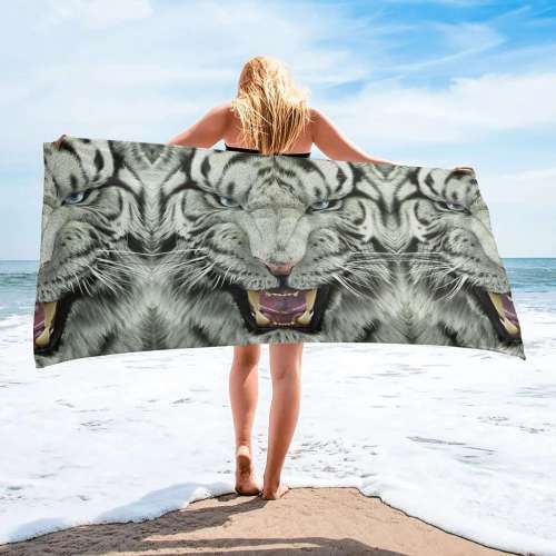 Angry Tiger Beach Towel