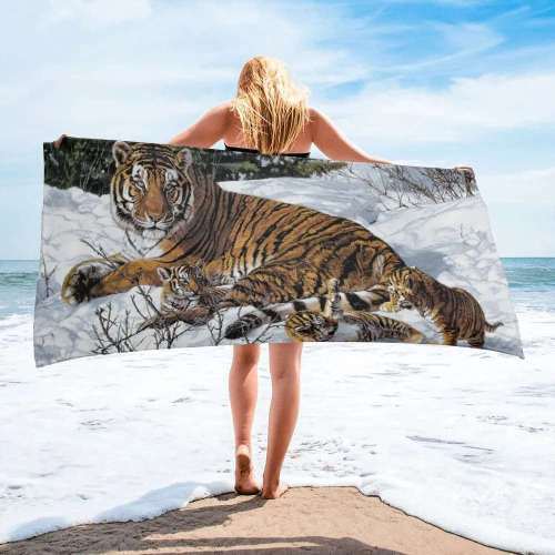 Tiger Family Beach Towel
