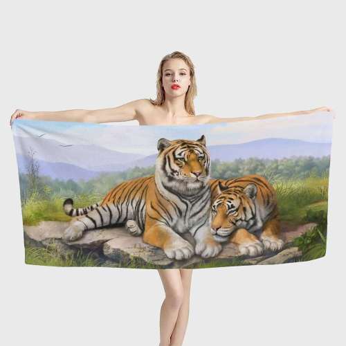 Tiger Couples Beach Towel