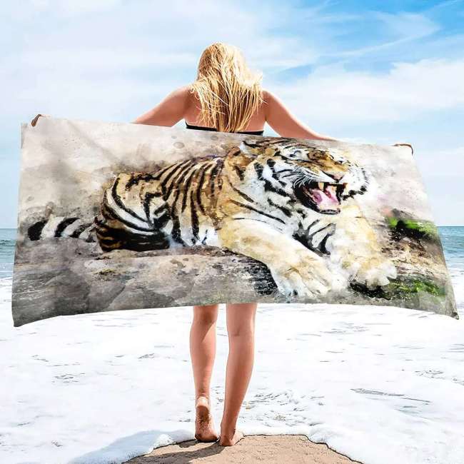 Abstract Tiger Printed Pool Towel