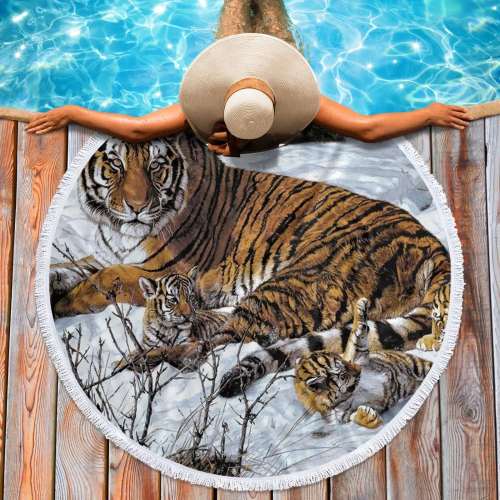 Tiger Family Beach Towel