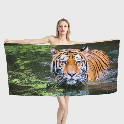 Swimming Tiger Beach Towel