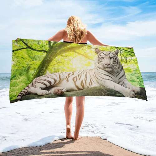 White Tiger Pool Towel