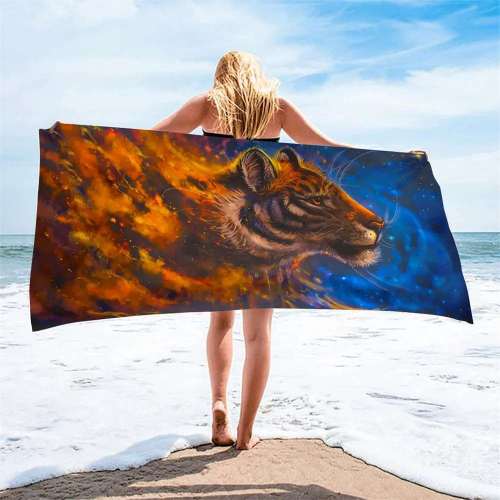 Fire Ice Tiger Beach Towel
