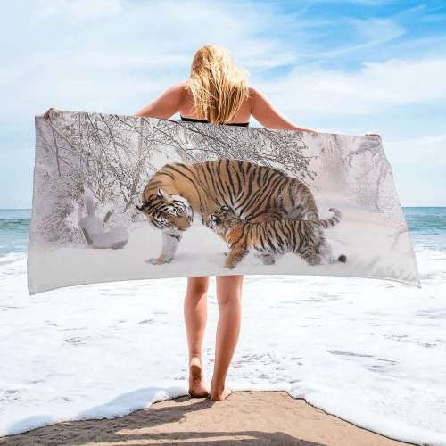 Mom Baby Tiger Swim Towel