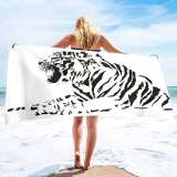Black White Tiger Beach Towel