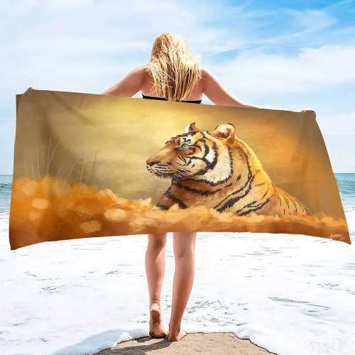 Abstract Tiger Beach Towel