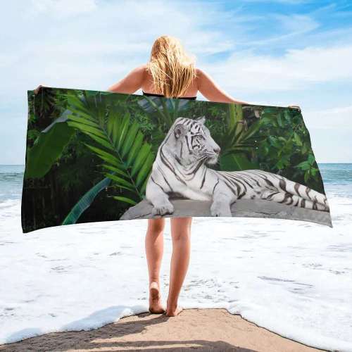 White Tiger Beach Towel