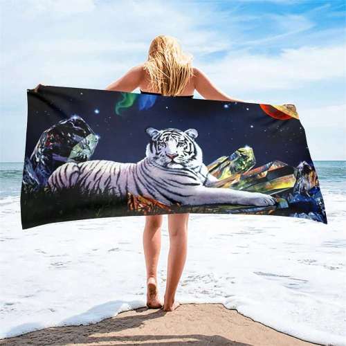 Galaxy Tiger Beach Towel