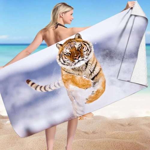 Running Tiger Print Beach Towel
