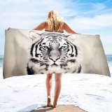 Tiger Head Print Beach Towel