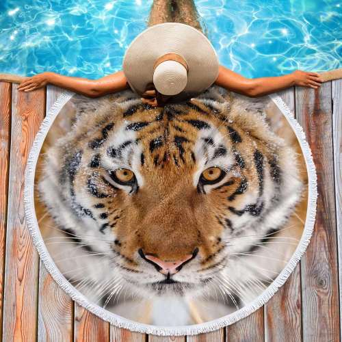Cute Tiger Face Swim Towel