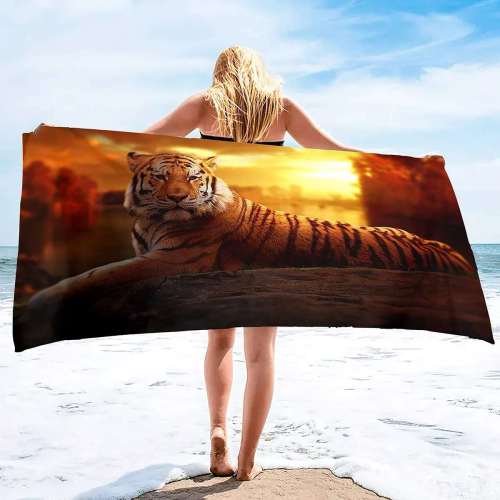 Sunset Tiger Beach Towel