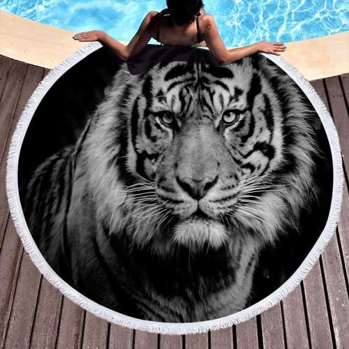 Tiger Face Round Swim Towel