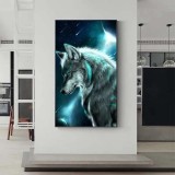 Galaxy Wolf Print Wall Art