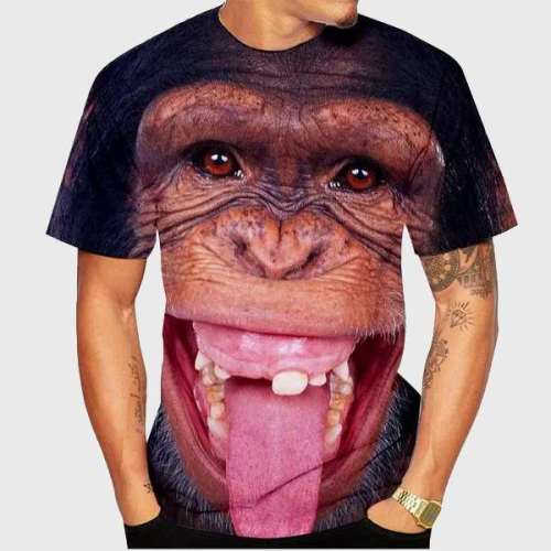 Funny Gorilla Face Print T-Shirt