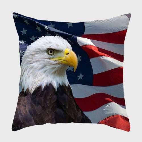 Bald Eagle Flag Cushion Cover