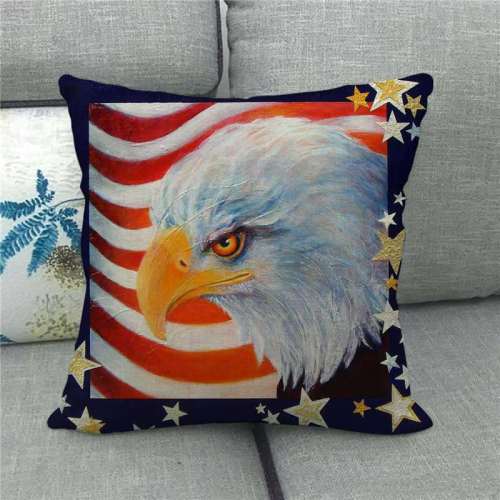 Bald Eagle American Flag Cushion Cover