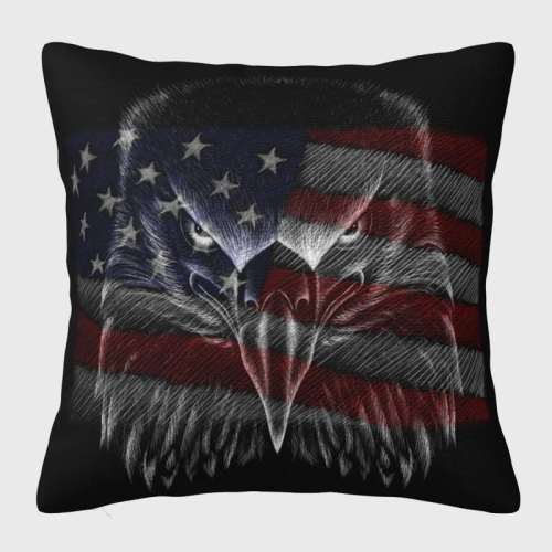 Bald Eagle Face Flag Cushion Cover