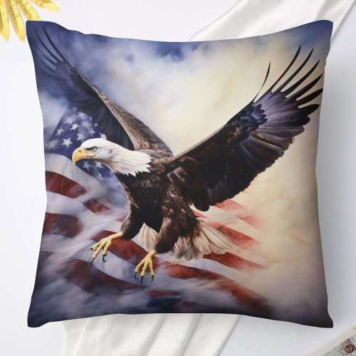 Flying American Eagle Flag Pillow