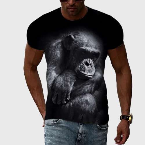 Black Gorilla Print T-Shirt