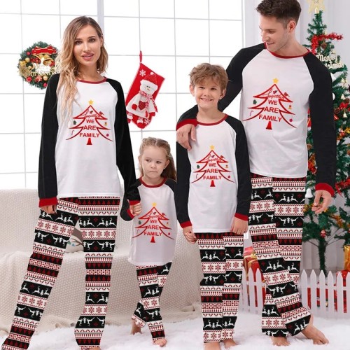 Christmas Matching Family Pajamas Together We Are Family Seamless Reindeer White Pajamas Set