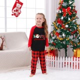 Christmas Matching Family Pajamas Love Santa Claus Slogan Black And Red Pajamas Set