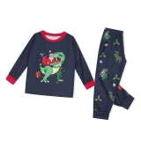 Navy Santa Claus Jurassic Dinosaurs Christmas Family Matching Sleepwear Pajamas Sets