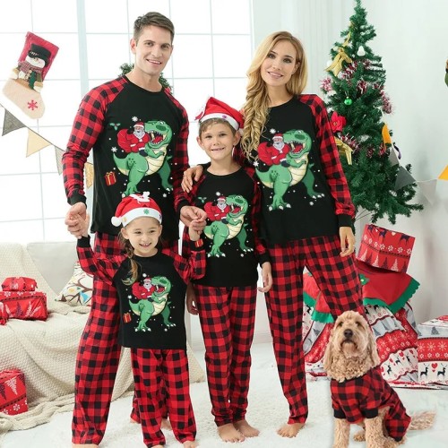 Christmas Matching Family Pajamas Santa Jurassic Dinosaur Pajamas Set