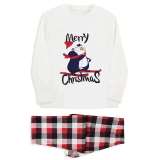 Christmas Matching Family Pajamas Navy Skiing Penguin Merry Christmas Gray Pajamas Set