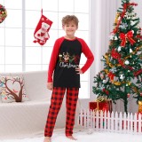Christmas Matching Family Pajamas Love Deer Slogan Black And Red Pajamas Set