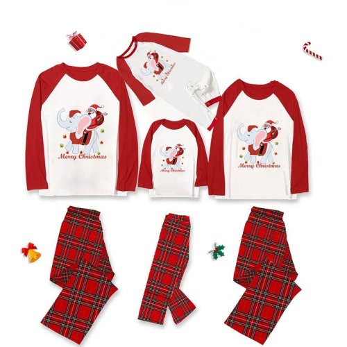 Christmas Matching Family Pajamas Merry Christmas Santa Claus Elephant Gray Pajamas Set