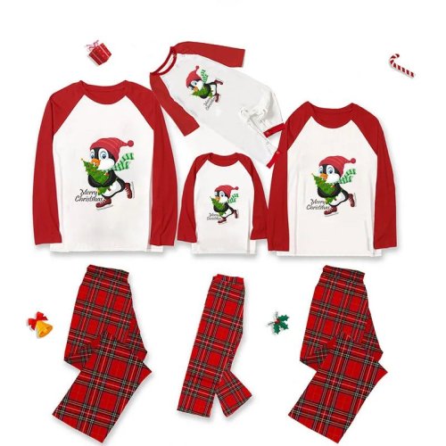Christmas Matching Family Pajamas Skating Penguin With Tree Pajamas Set