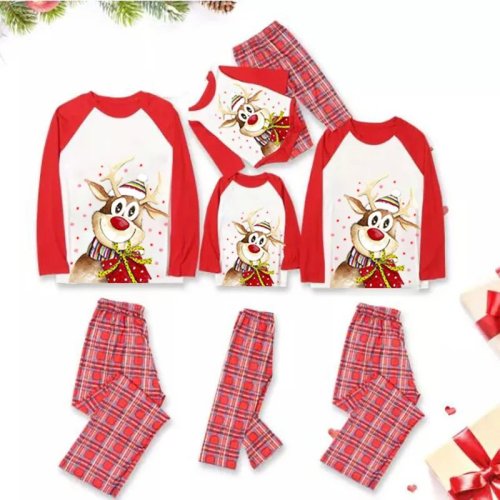 Christmas Matching Family Pajamas Red Plaid Pajamas Set Reindeer Pajamas Set