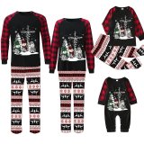 Christmas Matching Family Pajamas Christmas Tree and Snowman Seamless Reindeer Black Pajamas Set