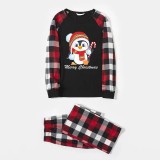 Christmas Matching Family Pajamas Cartoon Penguin Merry Christmas Black Red Plaids Pajamas Set