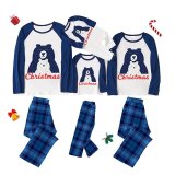 Christmas Matching Family Pajamas Blue Polar Bear Plaids Pajamas Set