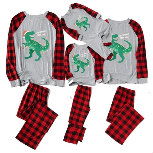 Christmas Matching Family Pajamas Christmas Tree Rex Dinosuar Black Pajamas Set