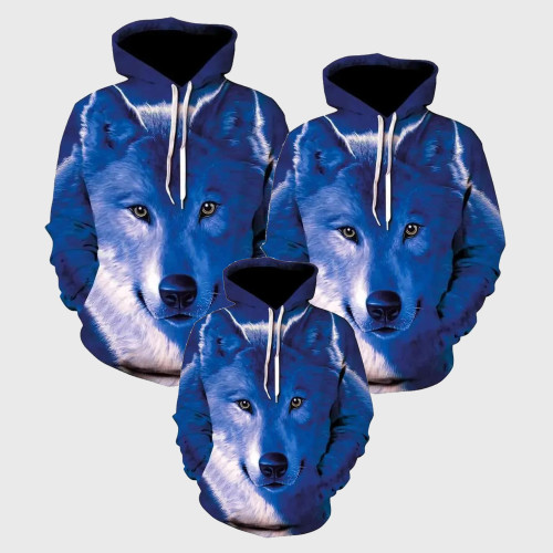 Family Matching Hoodie Cute Wolf Face Hoodies