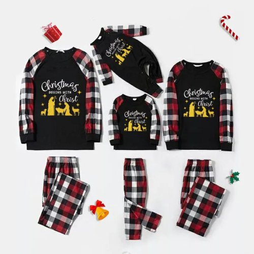 Christmas Matching Family Pajamas Christmas Begins with Christ Devout Christians Pajamas Set