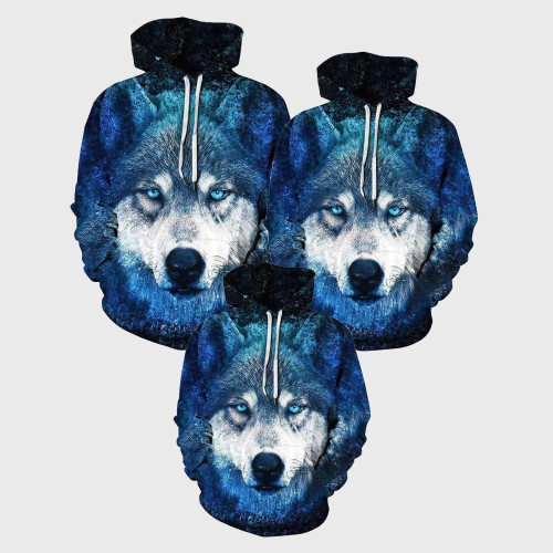 Family Matching Hoodie Wolf Face Hoodies