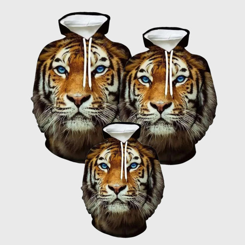 Family Matching Hoodie Tiger Face Print Hoodie