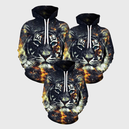 Family Matching Hoodie Fire Tiger Hoodies