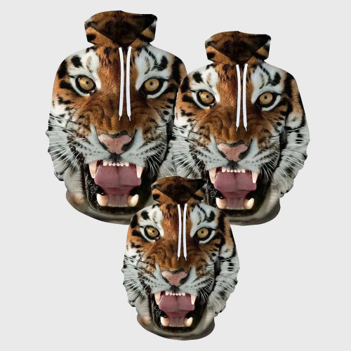 Family Matching Hoodie 3D Angry Tiger Hoodie