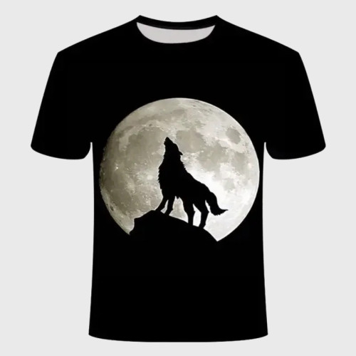 Family Matching T-shirt Black Wolf Howling T-Shirt