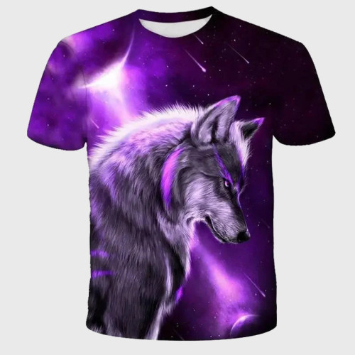 Family Matching T-shirt Purple Galaxy Wolf T-Shirt